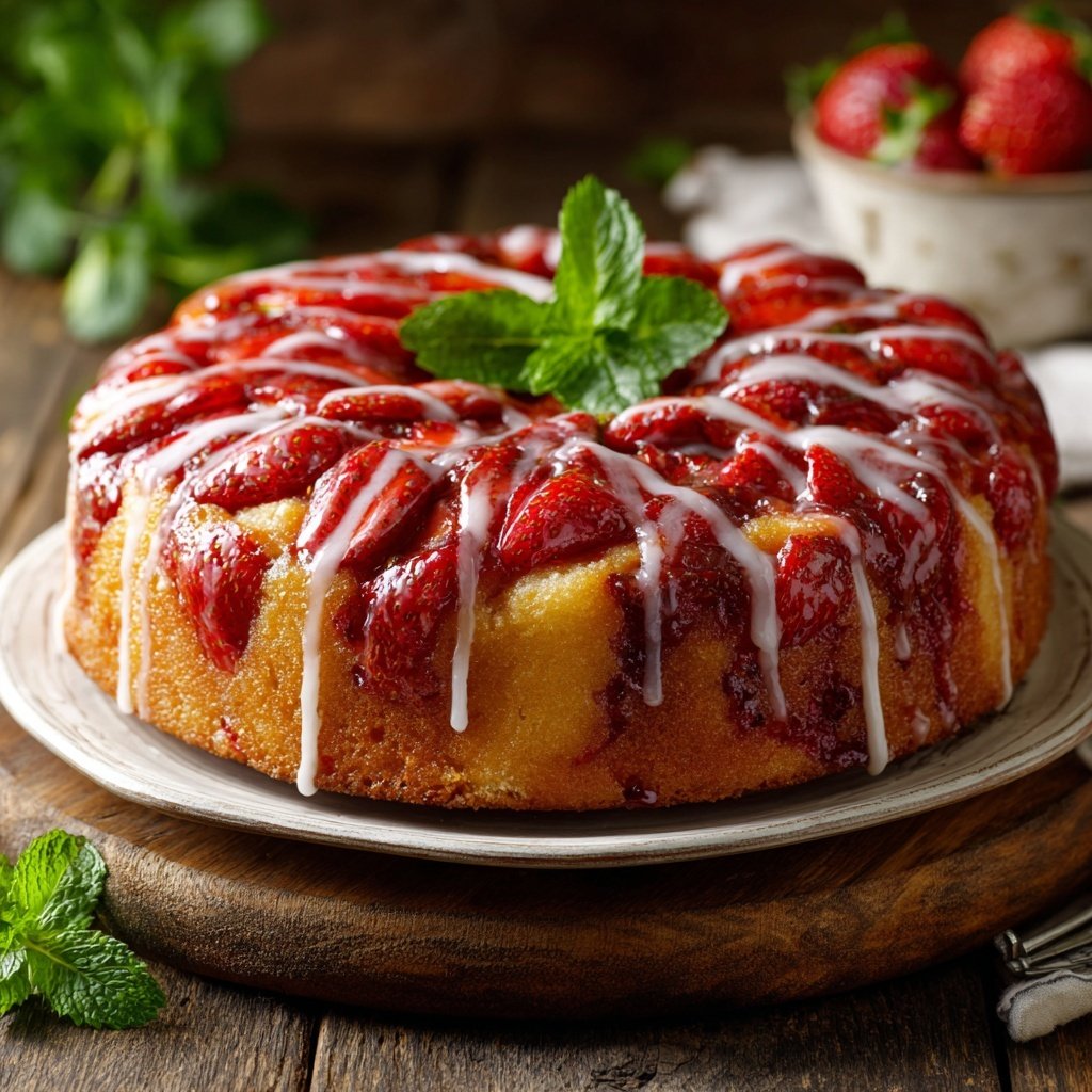 Erdbeerkuchen Mit Frischer Minze