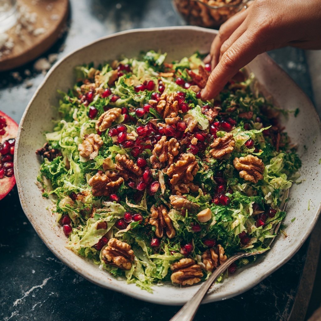 Grünkohlsalat mit Granatapfel und Walnüssen