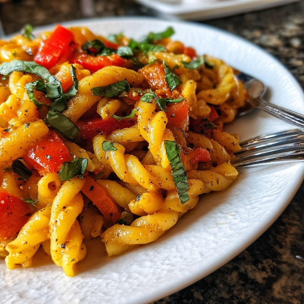 Abendessen mit Pasta und Gemüse