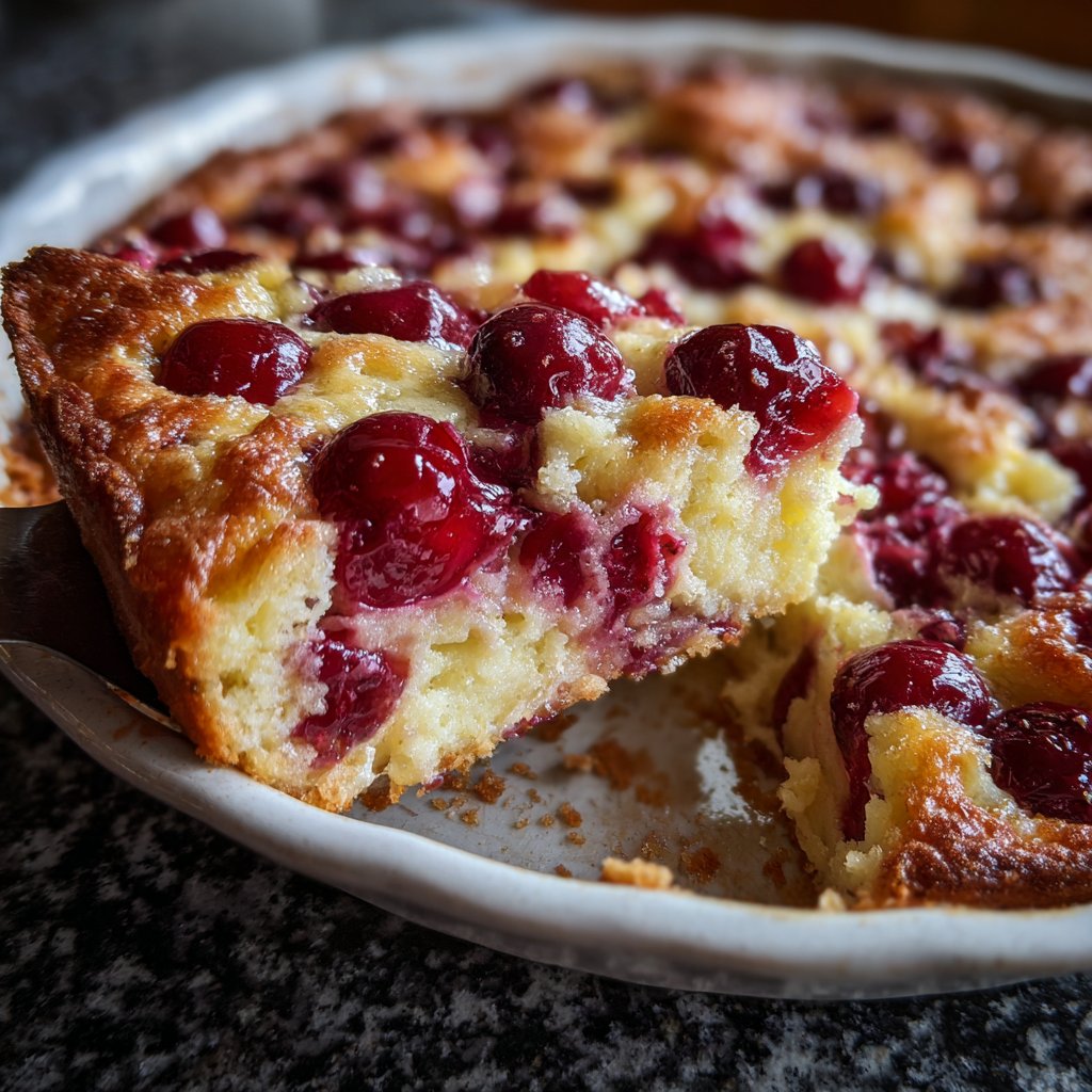 Blechkuchen mit Kirschen und Creme