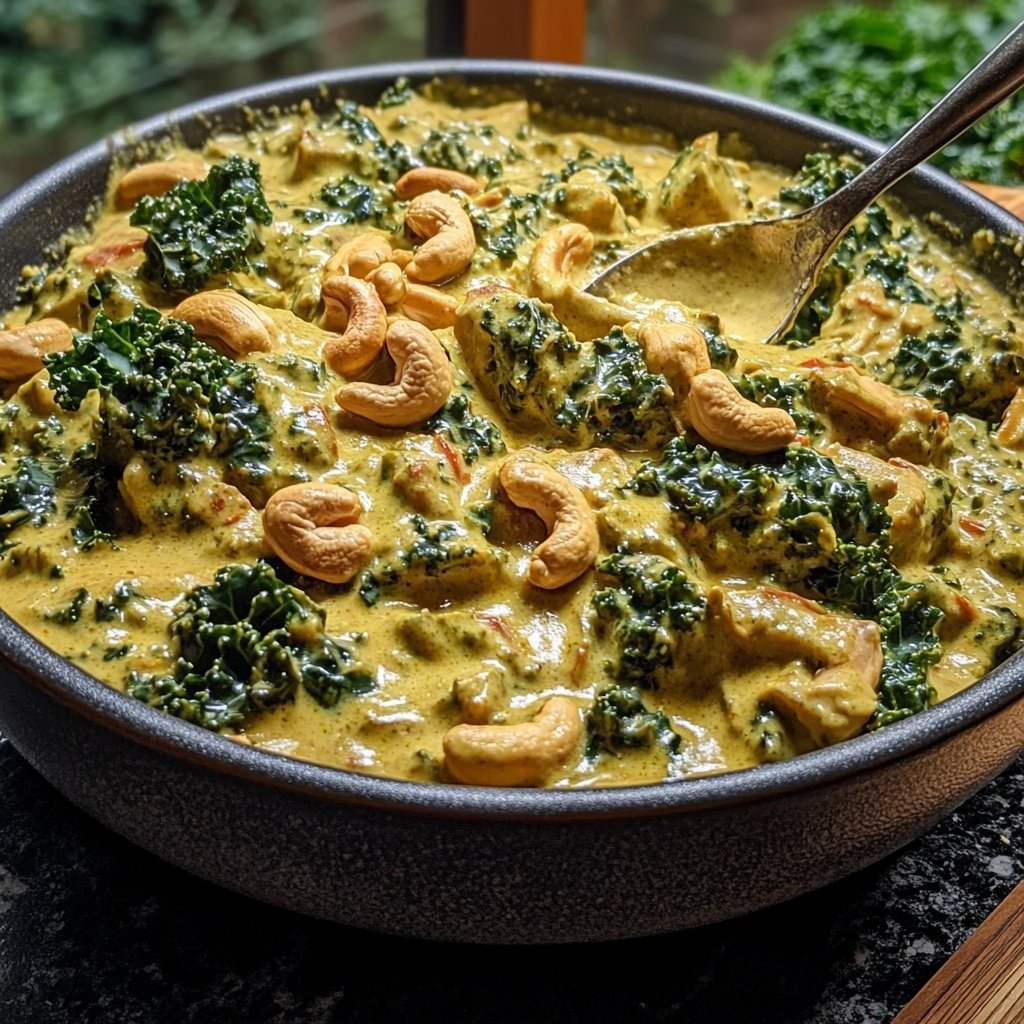 Veganes Grünkohlcurry mit Cashewkernen