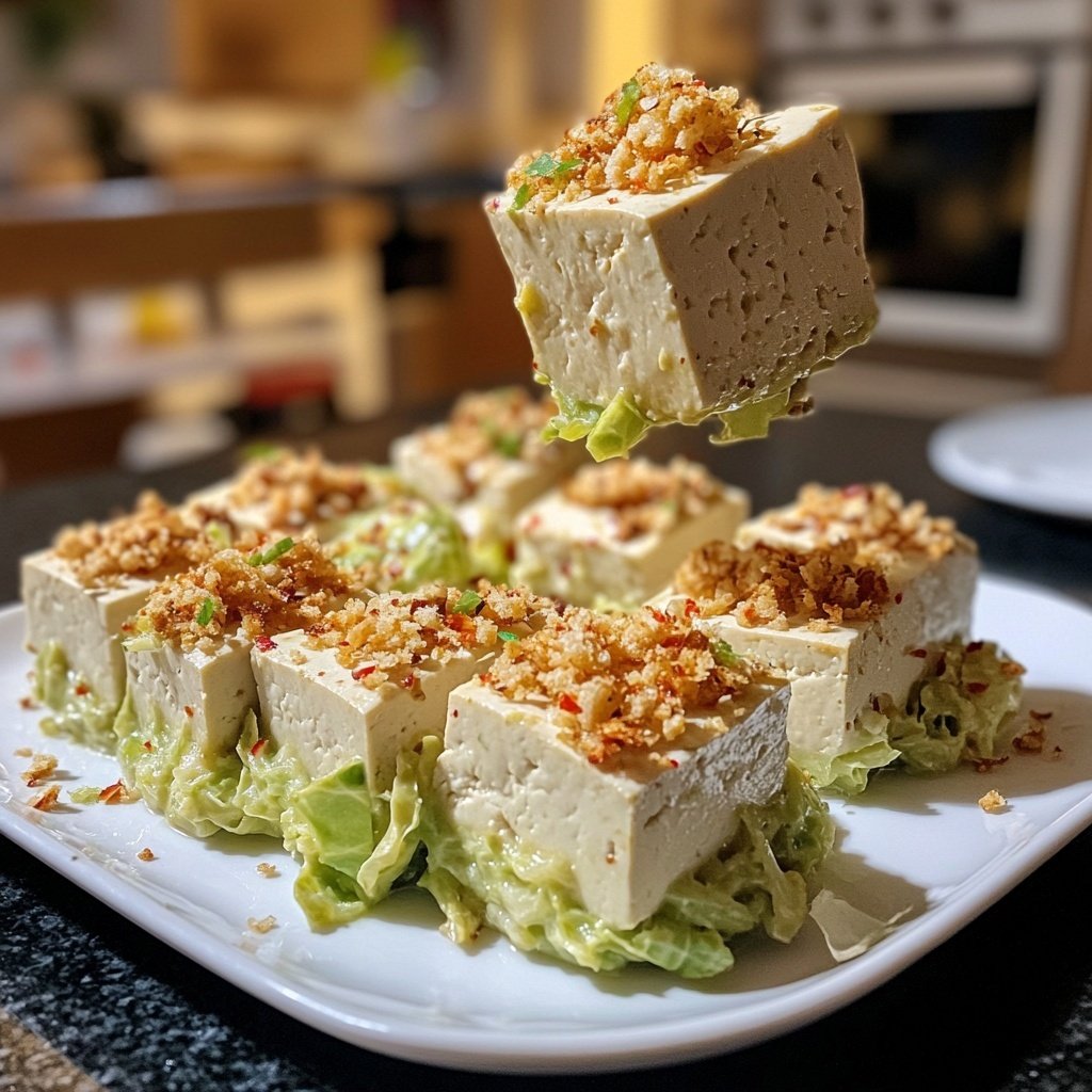 Veganer Sahne-Wirsing mit würzigem Tofu