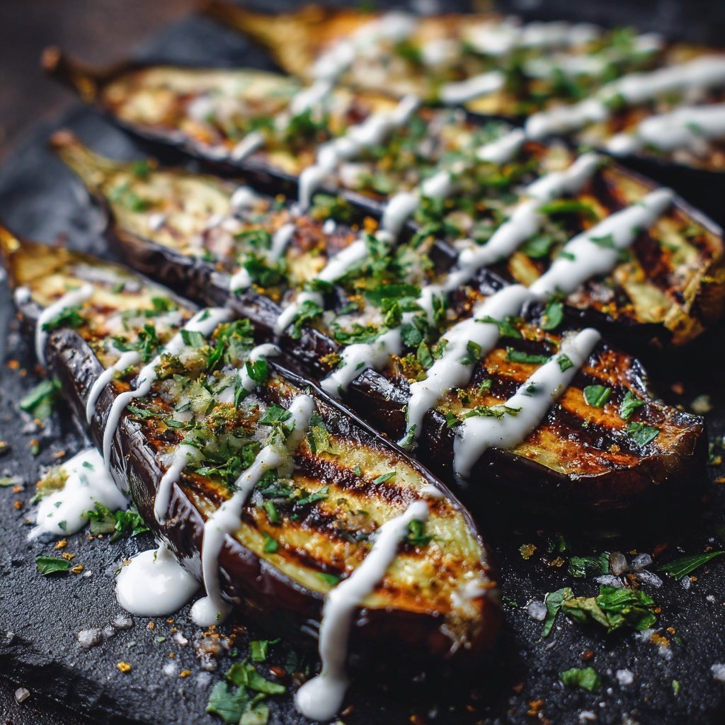 Gegrillte Auberginen Mit Joghurt Dip