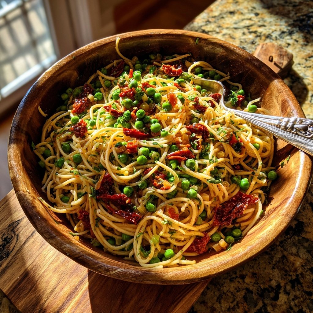 Mediterraner Nudelsalat Mit Erbsen